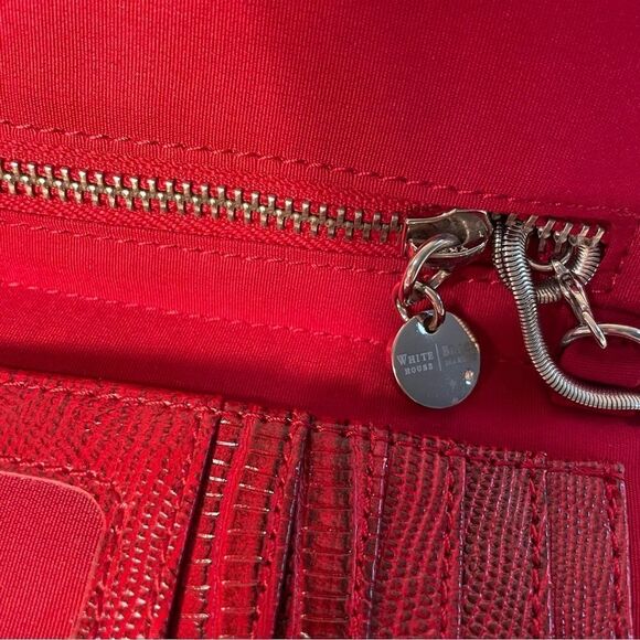 White House Black Market Red Snake With Stud Details Crossbody Wallet - Picture 5 of 7